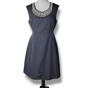 Alfani NWT Jeweled-Neck A-Line Cocktail Dress 10  Black Party/Holiday
